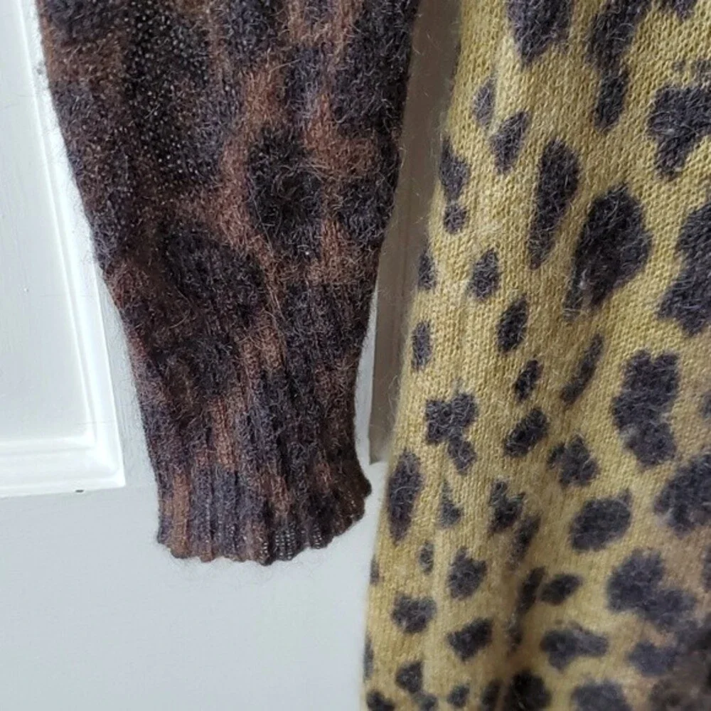 J. CREW LEOPARD WOOL SWEATER DRESS ANIMAL PRINT SIZE SMALL MOBWIFE COSTUME - Picture 3 of 12